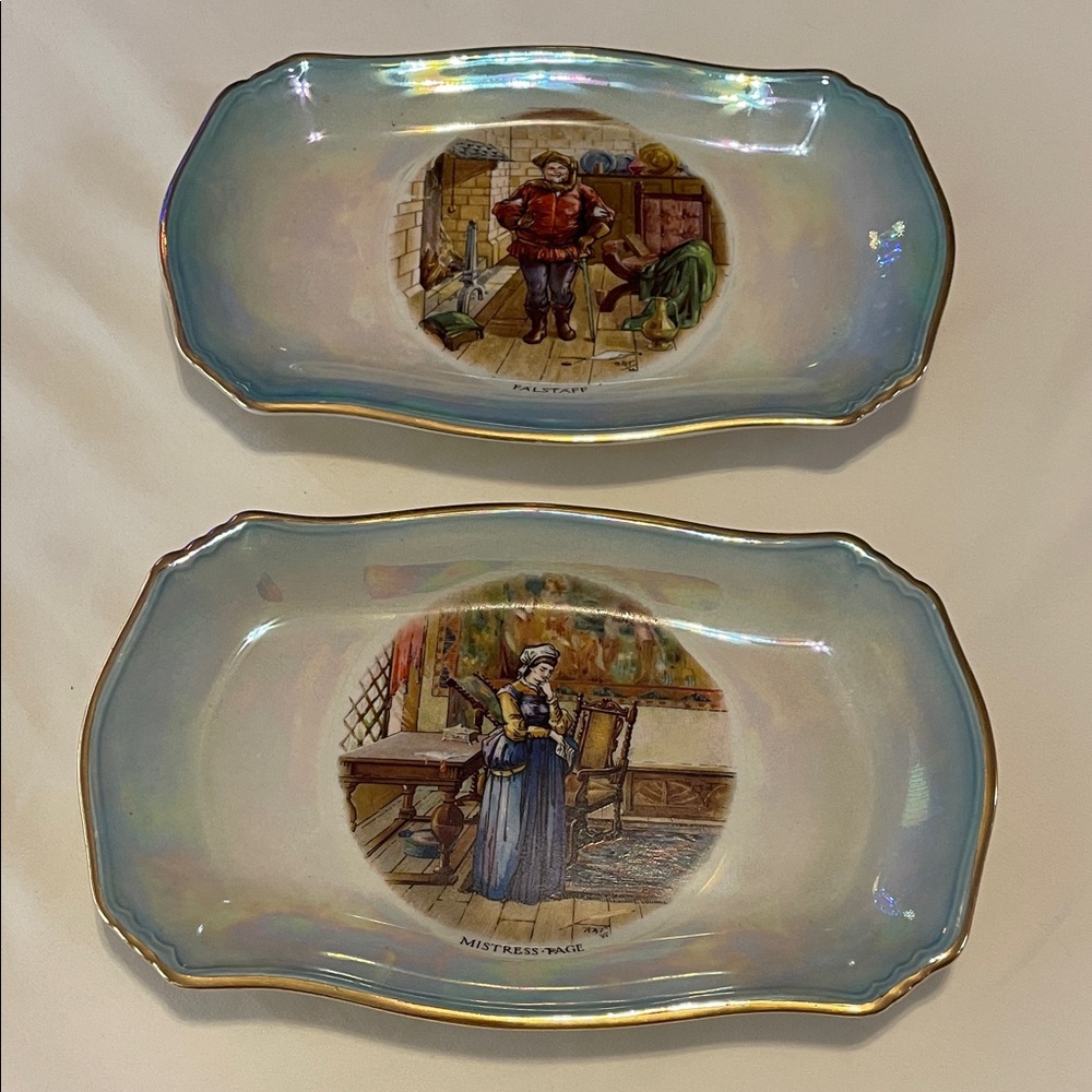 Vintage Decorative Plates with Illustrations